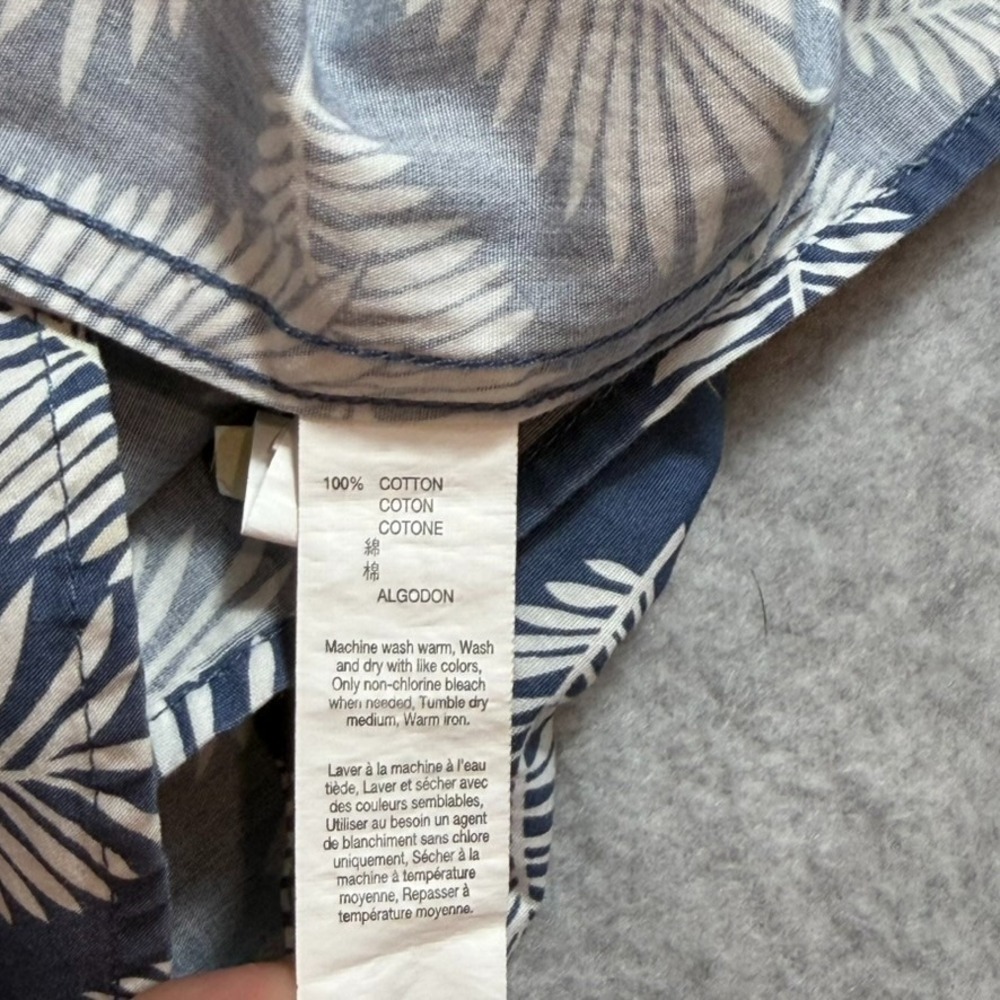 Gap Button Up Shirt Mens XL Blue Floral Leaf Print Slim Fit Long Sleeve - Picture 8 of 11